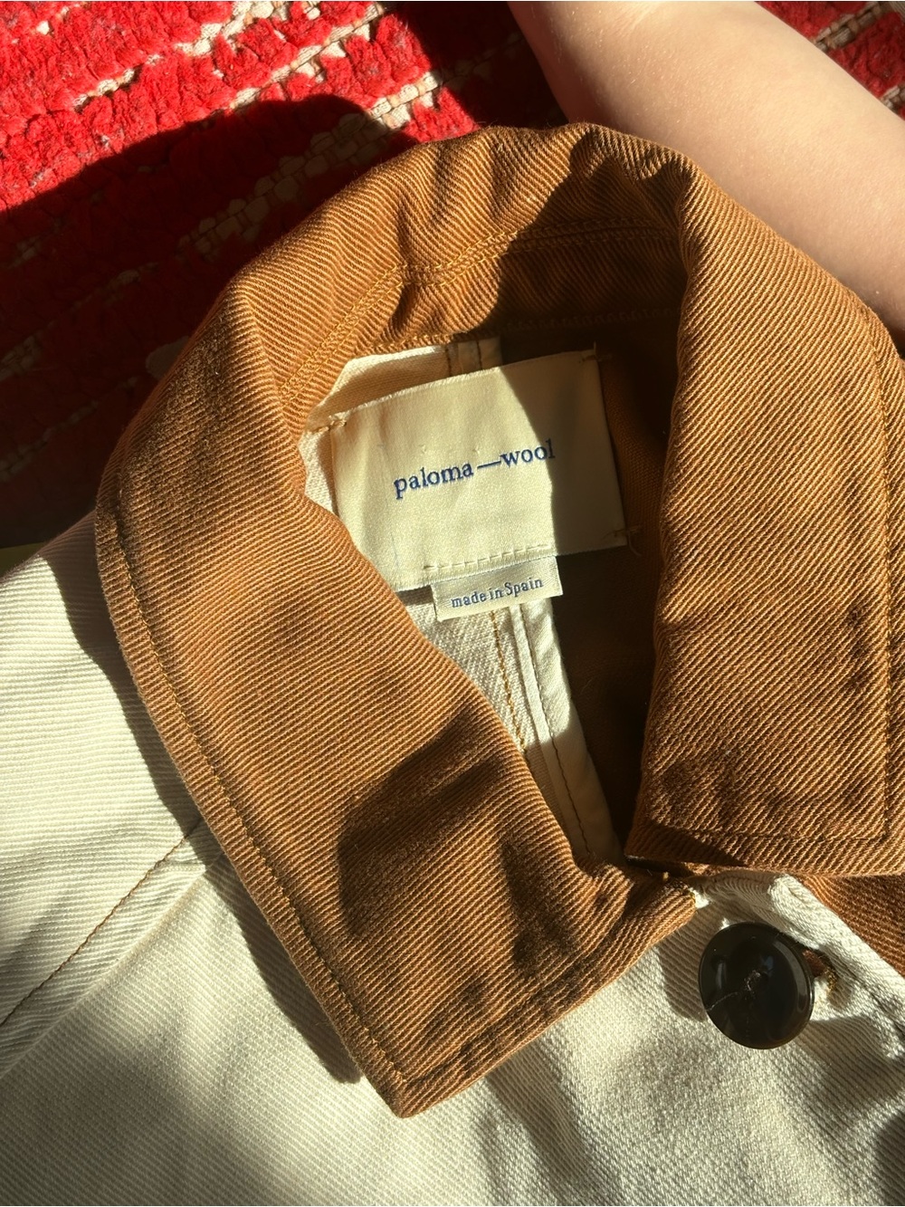 Paloma Wool Two-Tone Cotton Jacket in Cream and Brown - Picture 6 of 7